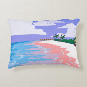 Sea landscape of tropical beach with pink sand, b accent pillow