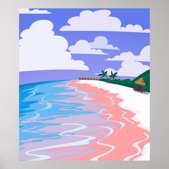 Sea landscape of tropical beach with pink sand,  b poster (Front)