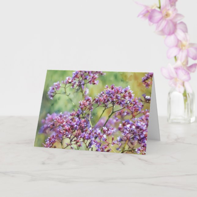 Sea Lavender Flowers Floral Art Note Card (Orchid)