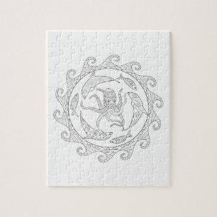 Sea Life Adult Coloring Puzzle