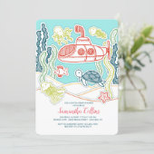 Sea Life and Submarine Baby Shower Invitation (Standing Front)