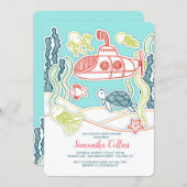Sea Life and Submarine Baby Shower Invitation (Front/Back)