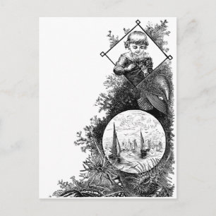 Sea Life and Victorian Boy with Crab Postcard