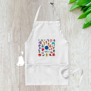 Sea Life Animals Colorful Ocean Characters Adult Apron