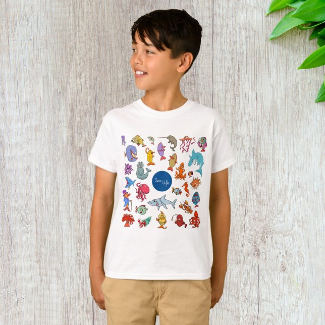 Sea Life Animals Colorful Ocean Characters T-Shirt (Creator Uploaded)