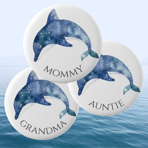 Sea Life Baby Shower Button Auntie - Aunt