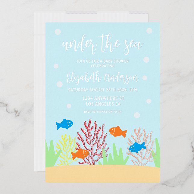 Sea Life Baby Shower Foil Invitation (Envelope)