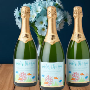Sea Life Baby Shower Sparkling Wine Label