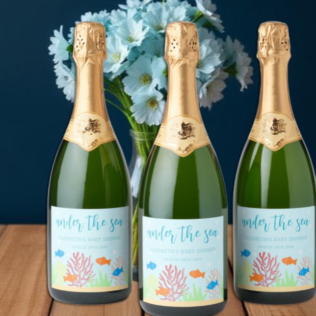 Sea Life Baby Shower Sparkling Wine Label (Creator Uploaded)