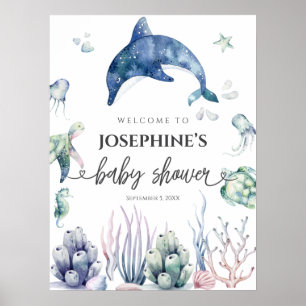 Sea Life  Baby Shower Welcome Poster