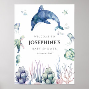 Sea Life  Baby Shower Welcome Poster