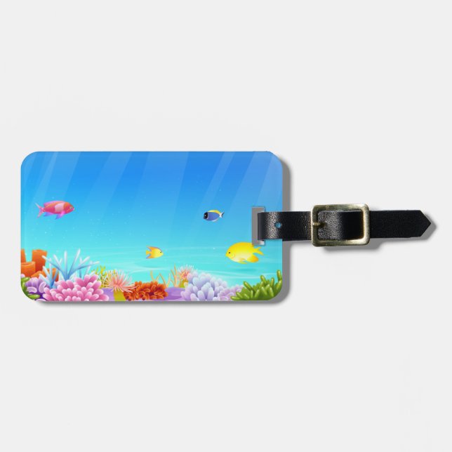 Sea Life Background Luggage Tag (Front Horizontal)