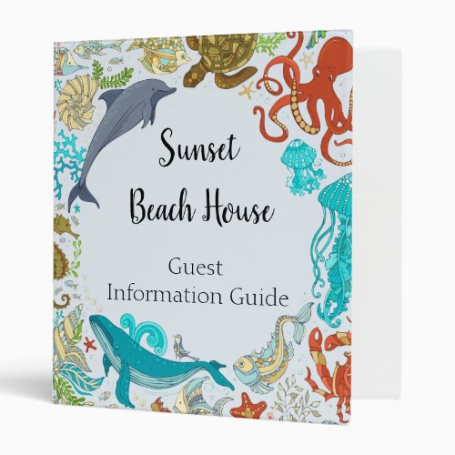 Sea Life Beach House Rental Guide Instructions 3 Ring Binder