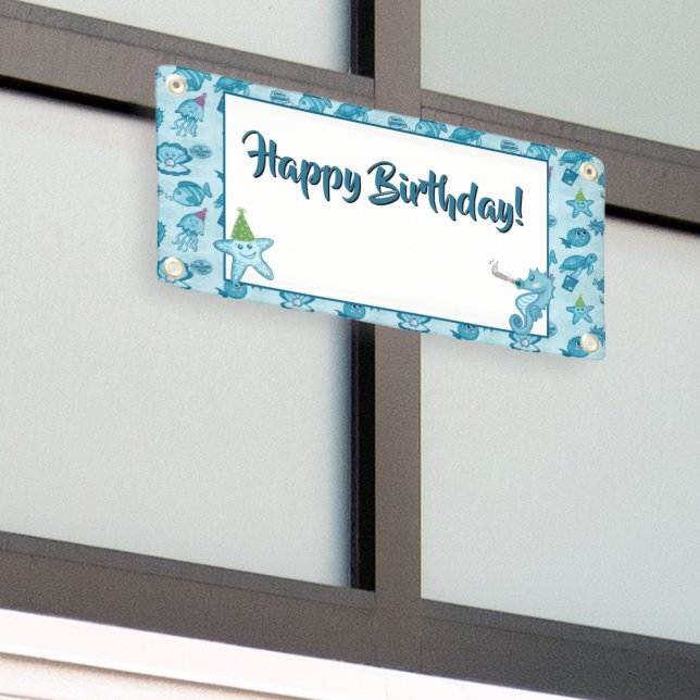 Sea Life Birthday Banner with room to customize  (Outside Building)