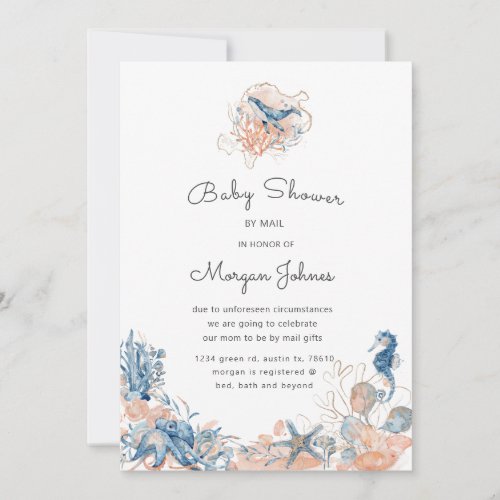 sea life coral Baby Shower by mail invitation