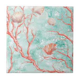 Sea Life Coral Pattern Ceramic Tile