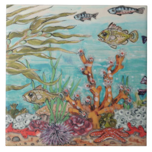 Sea Life Decorative Wall Ceramic Tile  4.25 or 6  Inches #1 