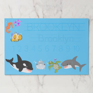 Sea life cute letter and number writing activity paper pad