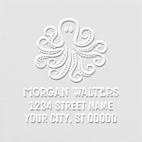 Sea Life Cute Octopus Name Return Address Embosser