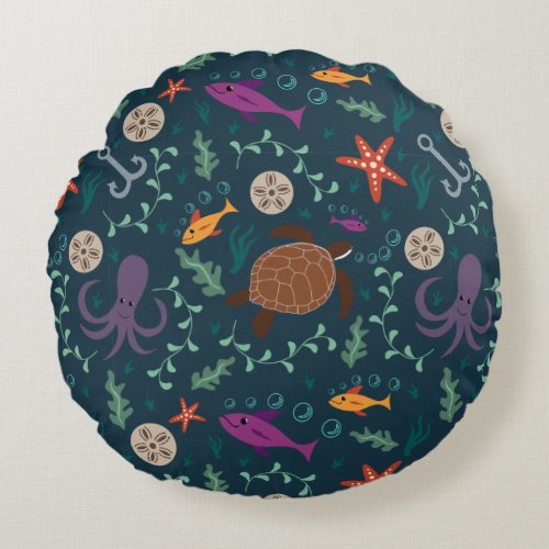Sea Life Decorative Round Pillow
