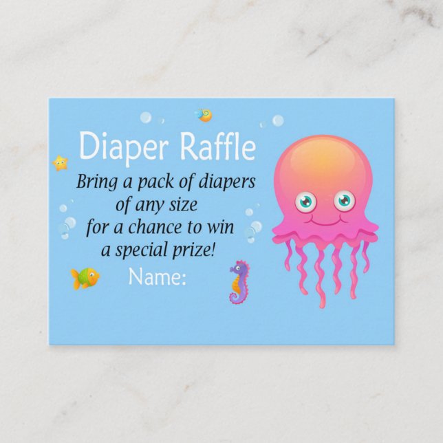 Sea life Diaper Raffle Tickets (Front)