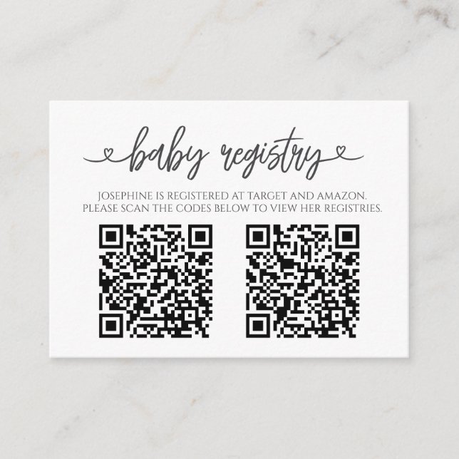 Sea Life Dolphin baby shower registry with QR code Enclosure Card (Front)