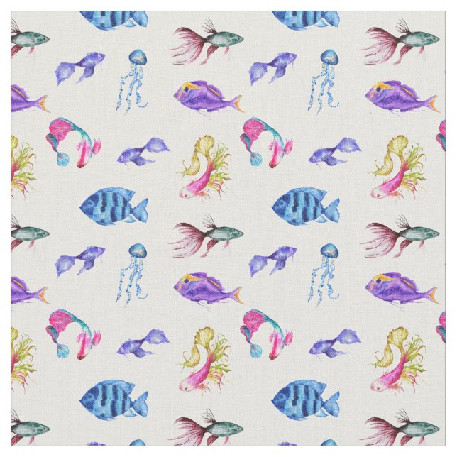 Sea Life Fabric,Ocean ,Fish,Octopus Fabric (Close Up)