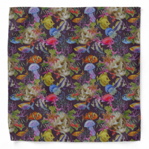 Sea Life Grunge Pattern Bandana