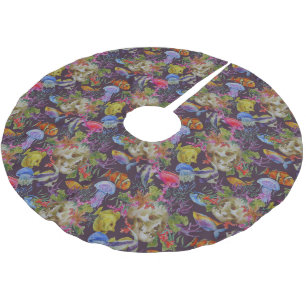 Sea Life Grunge Pattern Brushed Polyester Tree Skirt