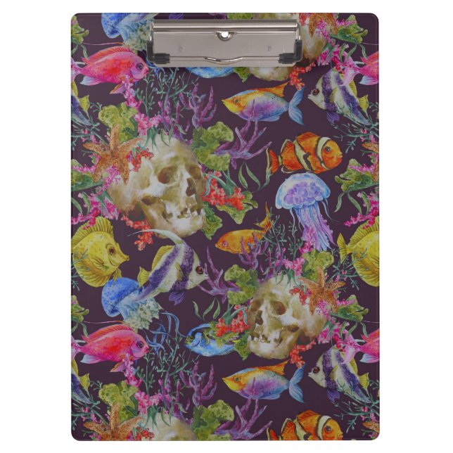 Sea Life Grunge Pattern Clipboard (Front)