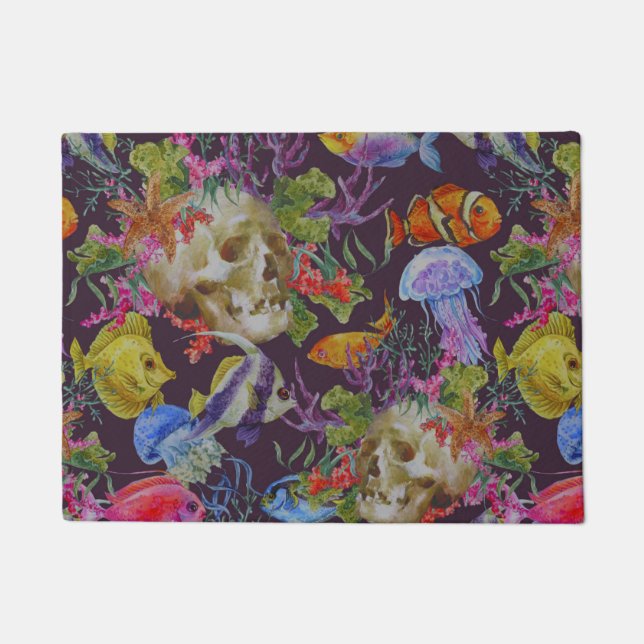 Sea Life Grunge Pattern Doormat (Front)