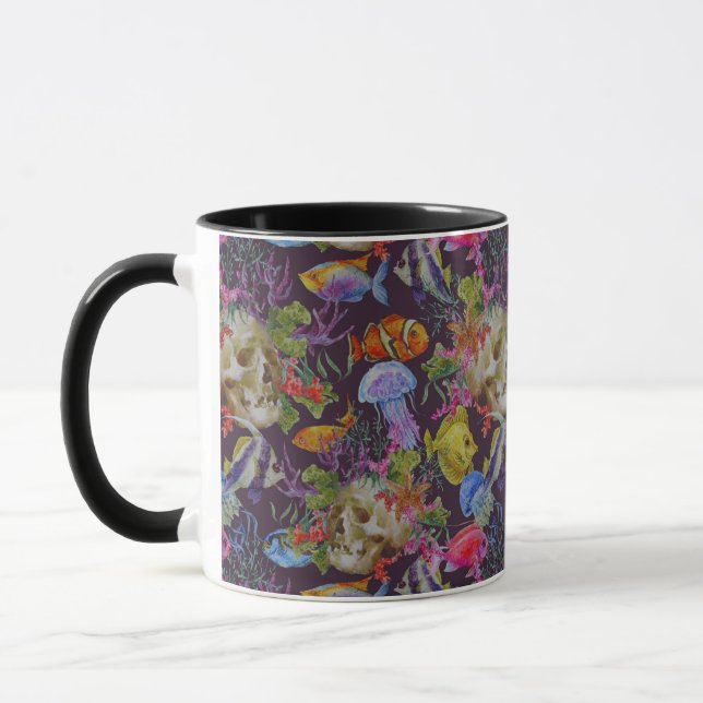 Sea Life Grunge Pattern Mug (Left)
