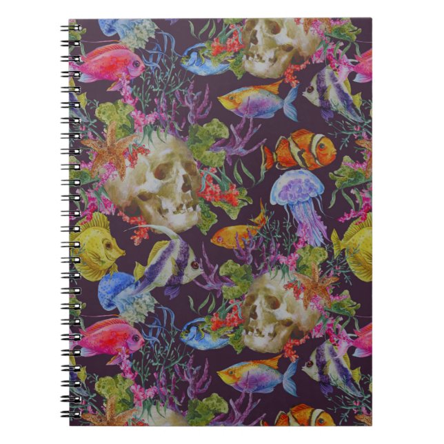 Sea Life Grunge Pattern Notebook (Front)
