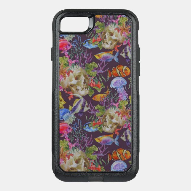 Sea Life Grunge Pattern Otterbox iPhone Case (Back)