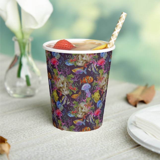 Sea Life Grunge Pattern Paper Cups (Insitu)