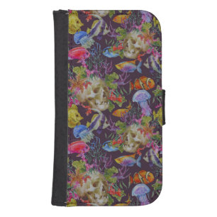 Sea Life Grunge Pattern Samsung S4 Wallet Case