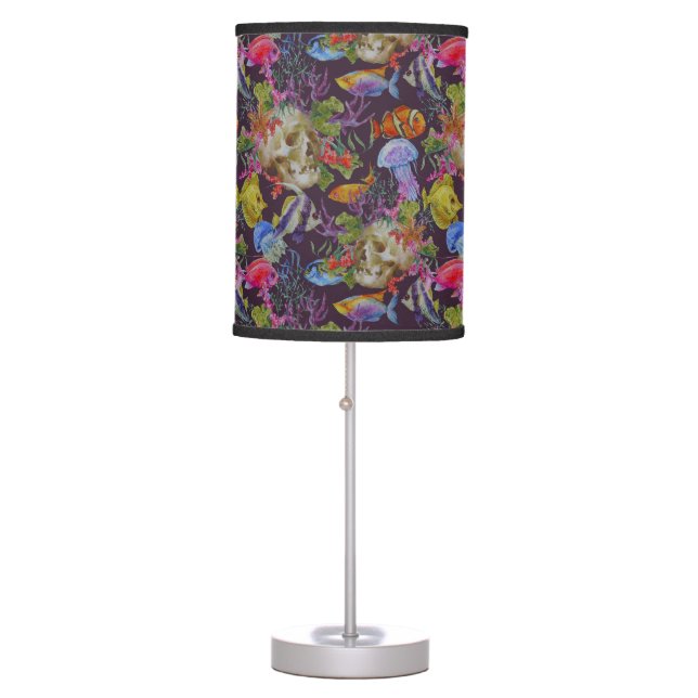 Sea Life Grunge Pattern Table Lamp (Front)