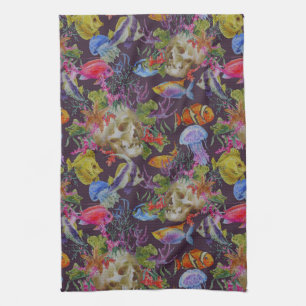 Sea Life Grunge Pattern Towel