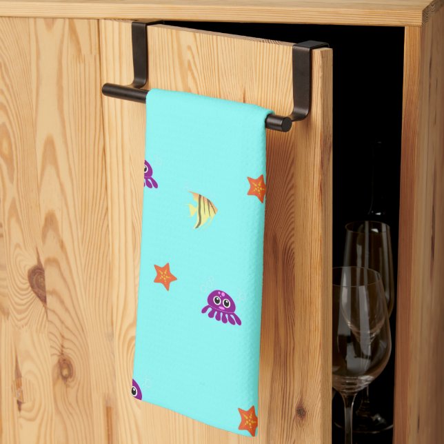 Sea life kitchen towel (Thirds Fold)