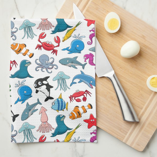 Sea Life Kitchen Towel (Quarter Fold)