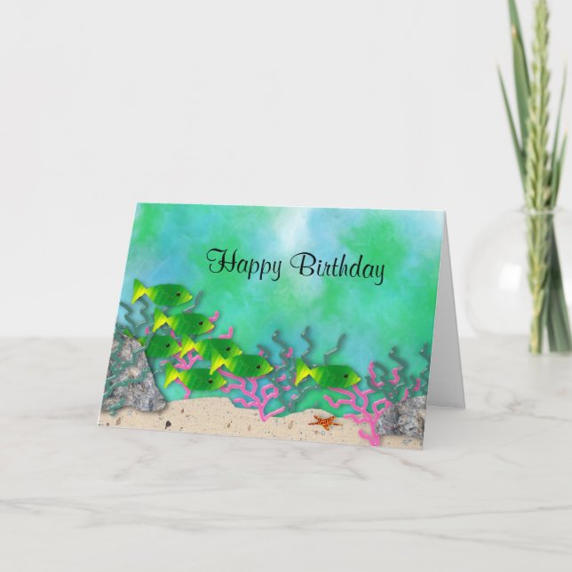 Sea Life Large Font Birthday Card (Front)