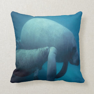 SEA LIFE- manatee-mother and calf Throw Pillow