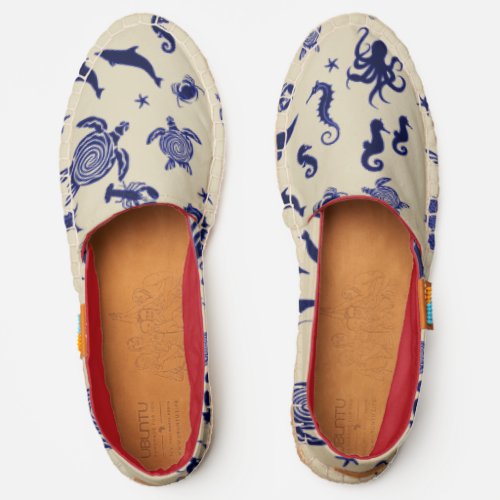 Sea Life Navy Blue Pattern Espadrilles