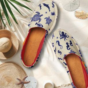 Sea Life Navy Blue Pattern Espadrilles