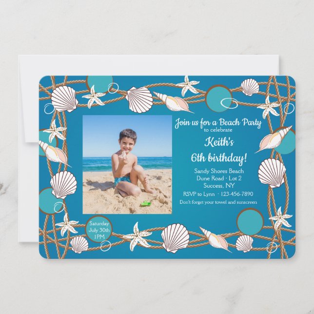 Sea Life Photo Frame Invitation (Front)