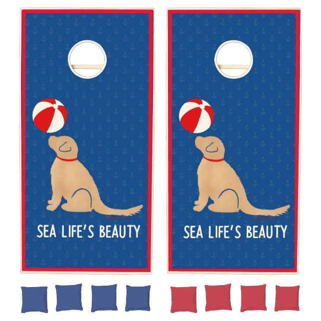 Sea Life’s Beauty Beach Dog Cornhole Set (Set)