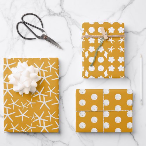 Sea Life Sand Dollars Starfish Seashells Wrapping Paper Sheets