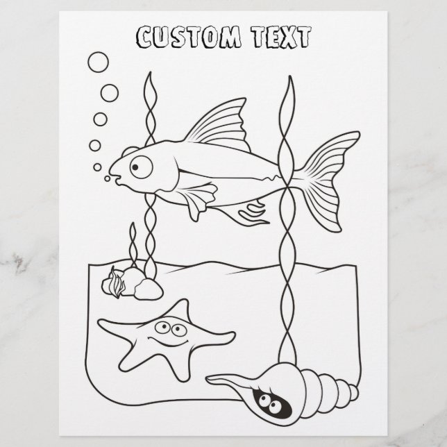 Sea Life Scene Coloring Book Page (Front)