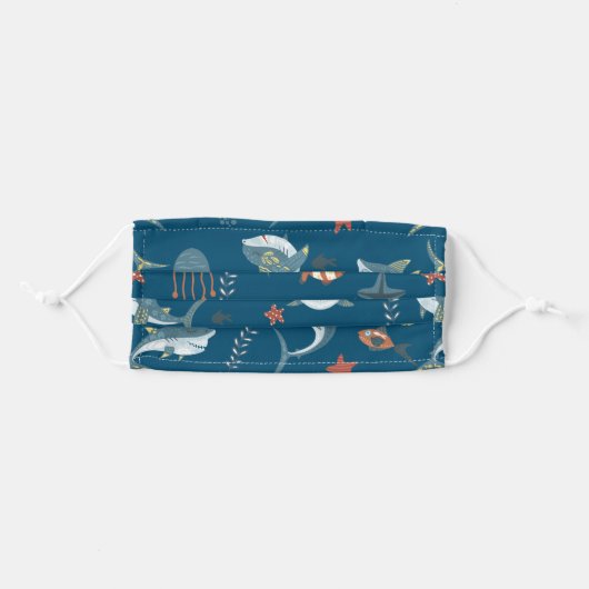 Sea Life Shark Dance Pattern Adult Cloth Face Mask (Front, Folded)
