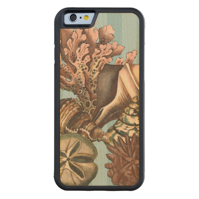 Sea Life Silhouette Carved Wood iPhone Case (Back)